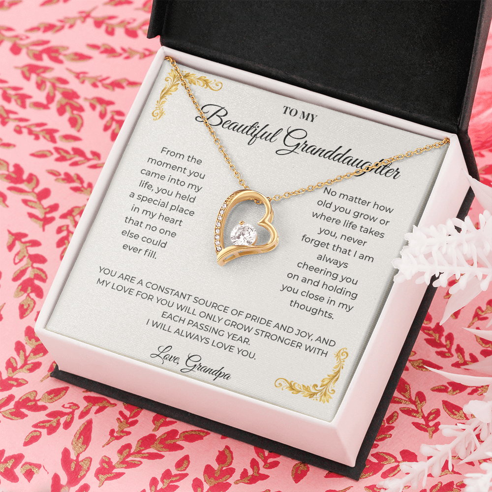 To My Granddaughter – Forever Love Necklace | Heartfelt Keepsake Gift from Grandpa