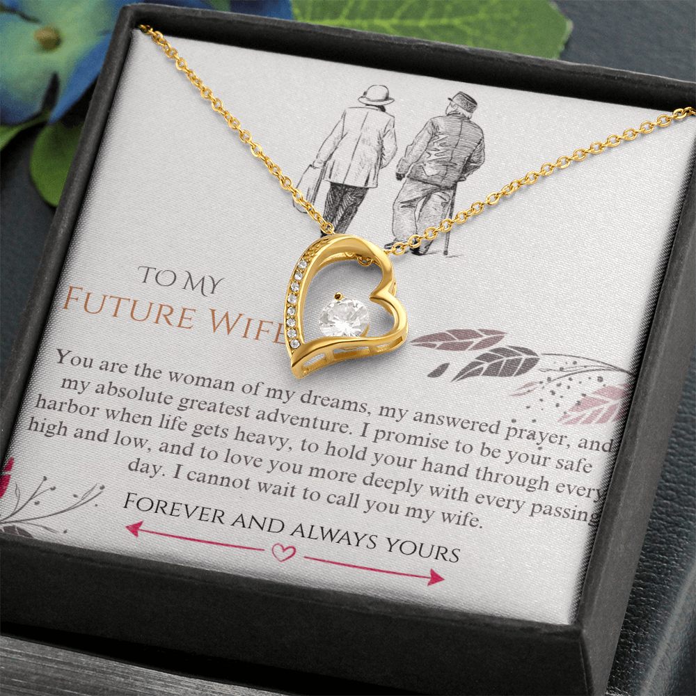 Forever Love Heart Pendant Necklace, 14k White Gold Finish
