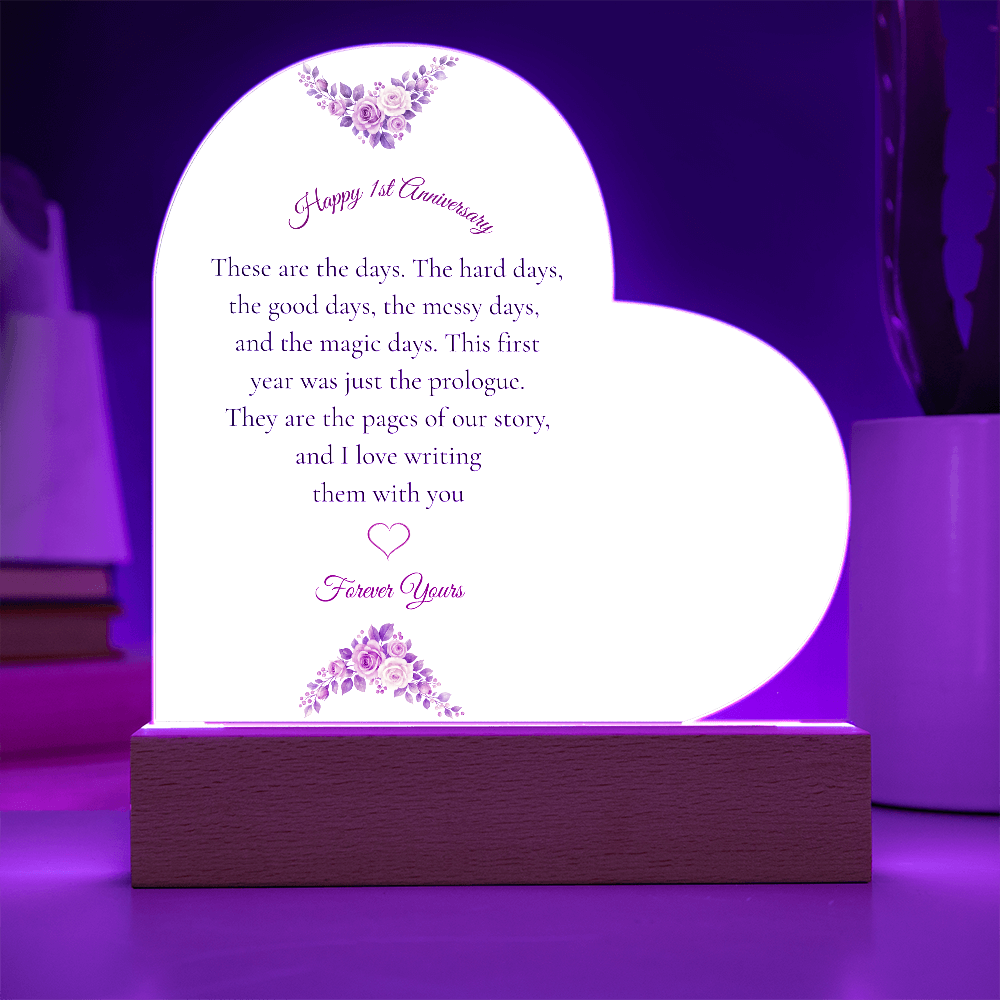 1st Anniversary Gift for Wife - The "Messy & Magic" LED Heart Plaque